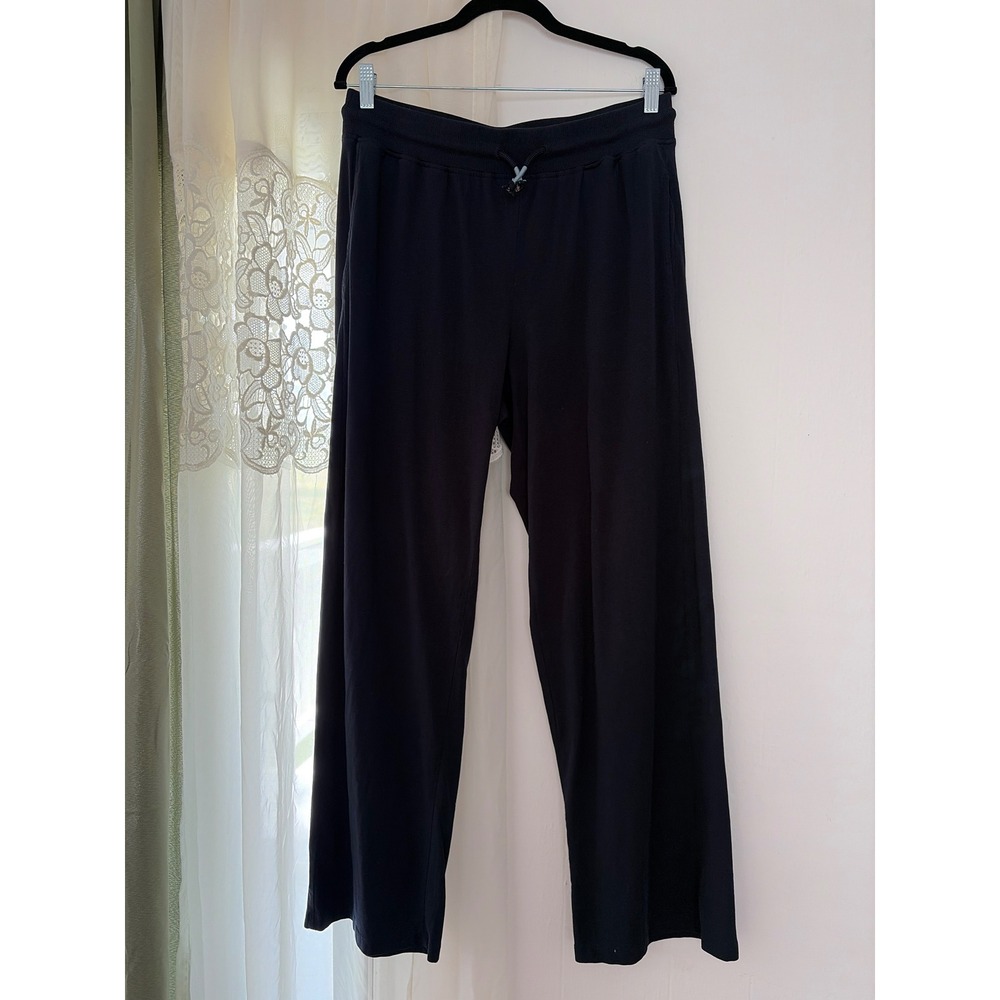 Happy Earth Lounge Pants Womens XL Black Excellent Organic Cotton Wide Leg